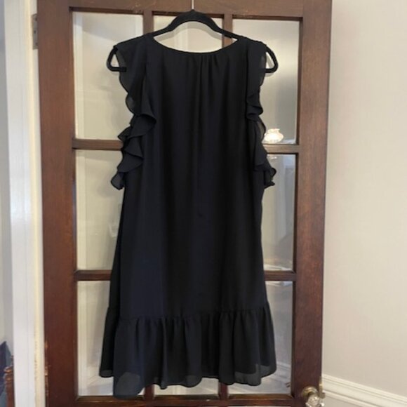 J.Crew Factory Black Ruffle Sleeve Mini Dress, Size Medium - Picture 7 of 7
